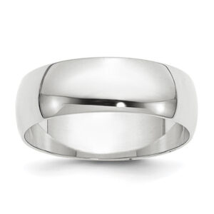 14k White Gold 6mm Lightweight Half Round Wedding Band