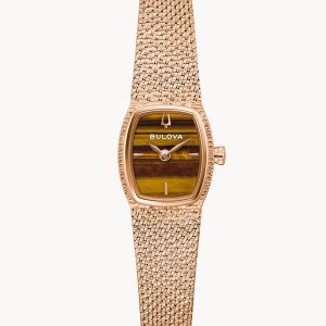 BULOVA GODDESS OF TIME TIGER'S EYE BROWN DIAL WOMEN’S WATCH 97L185