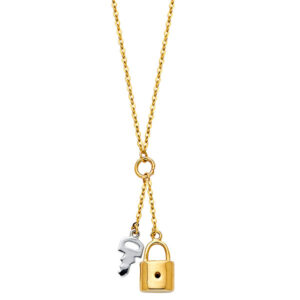 14K 2T Key + Lock Necklace
