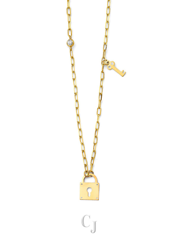 14KY Heart & Key Necklace