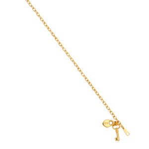 14KY Heart & Key Pendant Hollow Bracelet