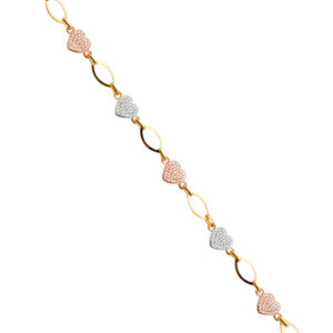 14KY CZ Heart Bracelet