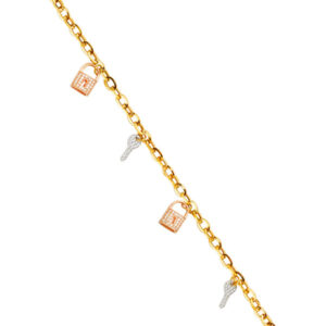 14K 3C Key & Lock CZ Bracelet