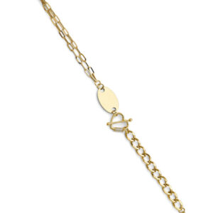 14KY CZ Heart & Engravable Link Bracelet