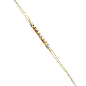 14K 3C Center Stampato Heart Bracelet