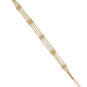 14KY 3 Line Link/Ball Bracelet