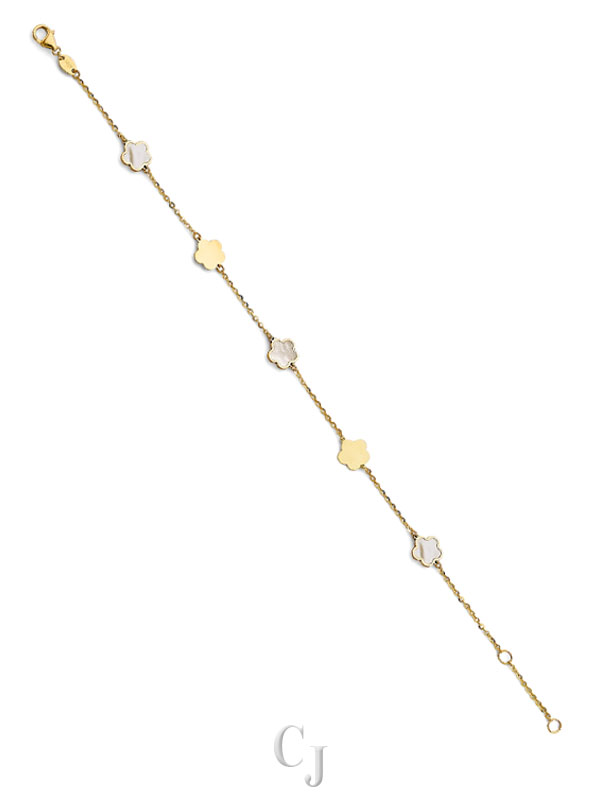 14KY Mother of Pearl Flower Bracelet