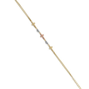 14K 3C DC Cross Bracelet