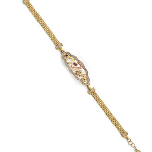 14K 2T CZ Lucky ID Bracelet