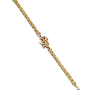 14K 3C CZ Elephant Bracelet