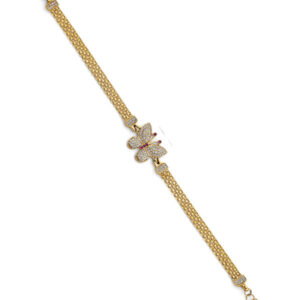 14K 2T CZ Butterfly Bracelet
