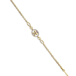 14K 2T CZ Butterfly Bracelet