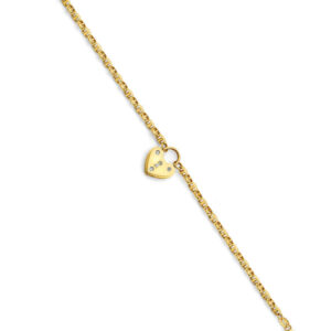 14KY Heart Lock Mariner Bracelet