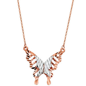 14K 2T Pink Butterfly Necklace