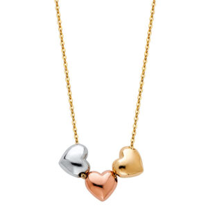 14K 3C 3 Hearts Necklace