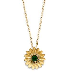 14KY Green Stone SunFlower Necklace