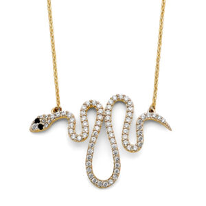 14K 2T CZ Snake Necklace