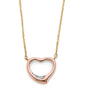 14K 3C CZ Pink Heart Necklace