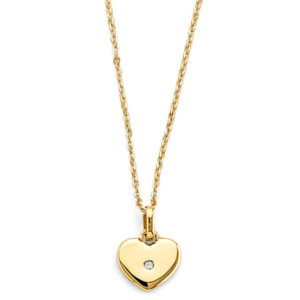 14KY CZ Heart Charm Necklace