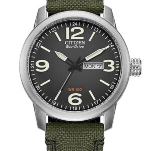 CITIZEN BLACK DIAL W/GREEN NYLON STRAP MEN’S WATCH BM8570-09E