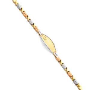 14K 3C Light Stampato ID Bracelet for Junior
