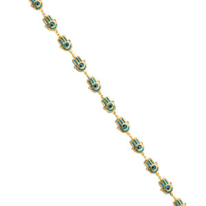 14KY Hamsa Blue Evil Eye Bracelet