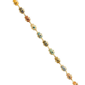 14KY Hamsa Multi Color Evil Eye Bracelet