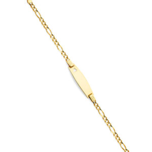 14KY 080 Figaro 3+1 Baby Oval ID with Heart Bracelet
