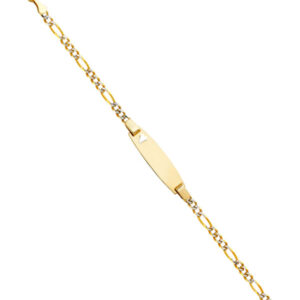 14K 080 Figaro 3+1 WP Baby Oval ID with Heart Bracelet