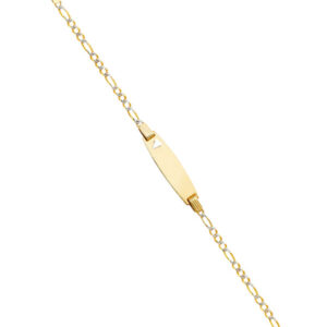 14K 060 Figaro 3+1 WP Baby Oval ID with Heart Bracelet
