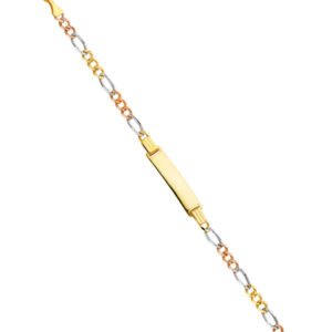 14K 080 Figaro 3+1 3C Baby ID Bracelet