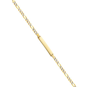 14K 100 Figaro 3+1 WP ID Bracelet