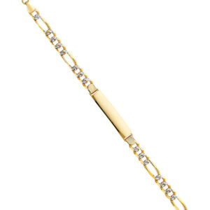 14K Figaro 3+1 180 WP ID Bracelet