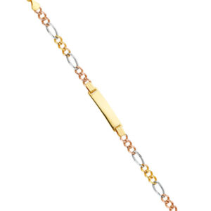 14K 3C Figaro 3+1 100 Baby ID Bracelet