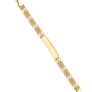 14KY 2LINE Figaro Frame Junior ID Bracelet