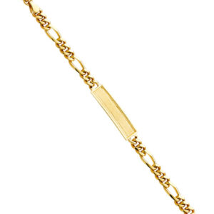 14KY Figaro Frame Junior ID Bracelet