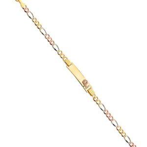 14K 3C Figaro 3+1 080 Flower Baby ID Bracelet