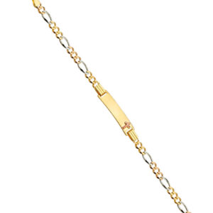 14K 3C Figaro 3+1 080 Cross Baby ID Bracelet