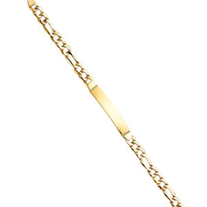 14KY Stamp Figaro Link ID Bracelet