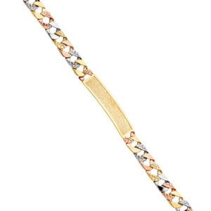 14K 3C Nugget Cuban Frame ID Bracelet