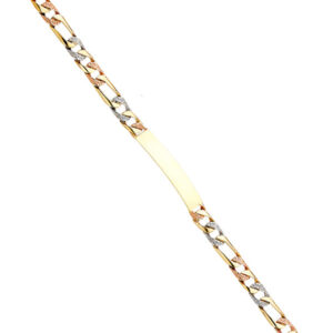 14K 3C Nugget Figaro ID Bracelet