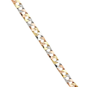 14K 3C Nugget Square Cuban Link Bracelet