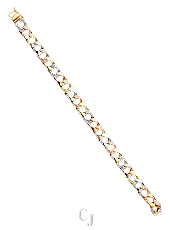14K 3C Fancy Cuban Link Bracelet