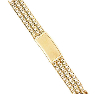 14KY 3L Nugget Cuban Link Frame ID Bracelet
