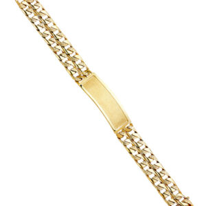 14KY 3L Nugget Cuban Link Frame ID Bracelet