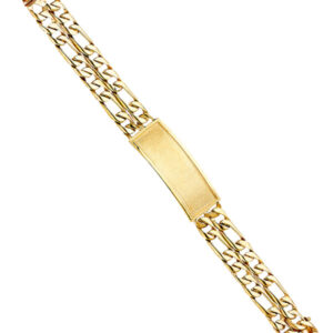 14KY 2L Figaro Link Frame ID Bracelet