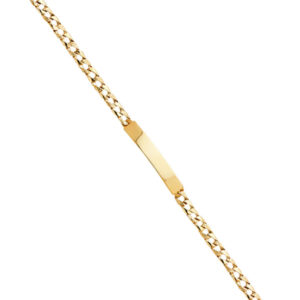 14KY Light Nugget Cuban Link ID Bracelet