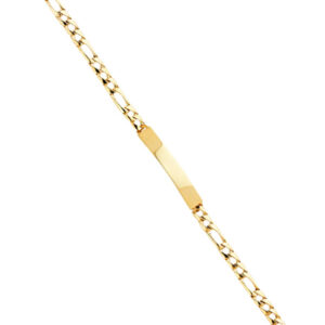 14KY Light Figaro Link ID Bracelet