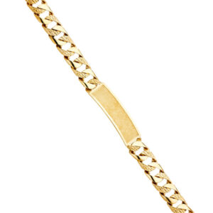 14KY Nugget Cuban Link Frame ID Bracelet