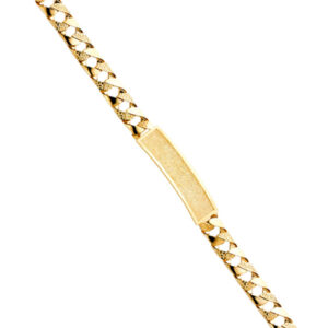 14KY Nugget Cuban Link Frame ID Bracelet